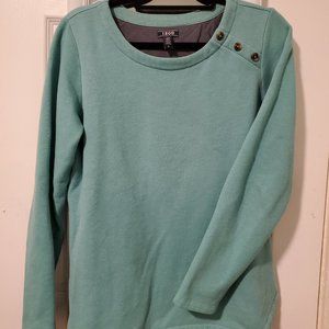 IZOD Teal Green Fleece Lined Button Top Size M